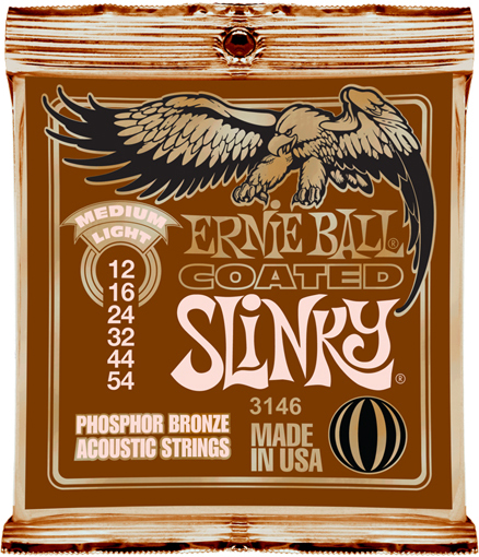 Ernie Ball EP03146 Cordes guitare folk Coated slinky medium 12-54