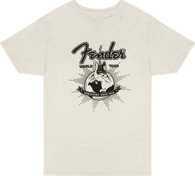 Fender World Tour T-Shirt, Vintage White, XXL