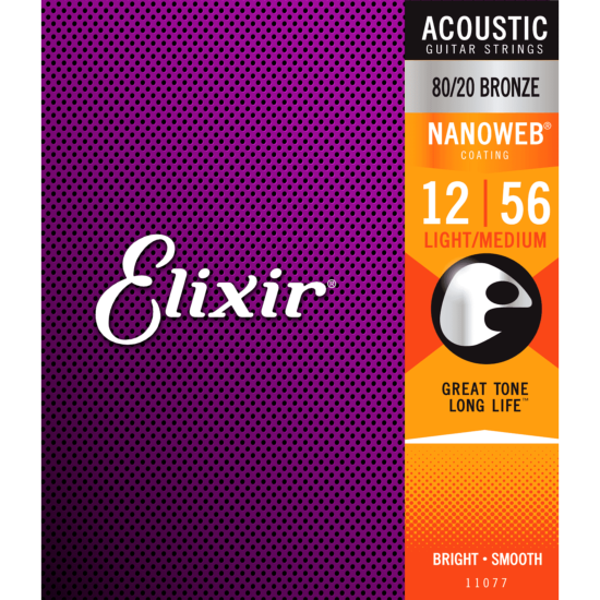 Elixir 11077 - Jeu de Cordes acoustiques Nanoweb 12-56