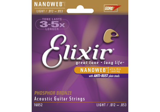 Elixir 16052 - Jeu de Cordes Guitare Acoustique Light 12-53