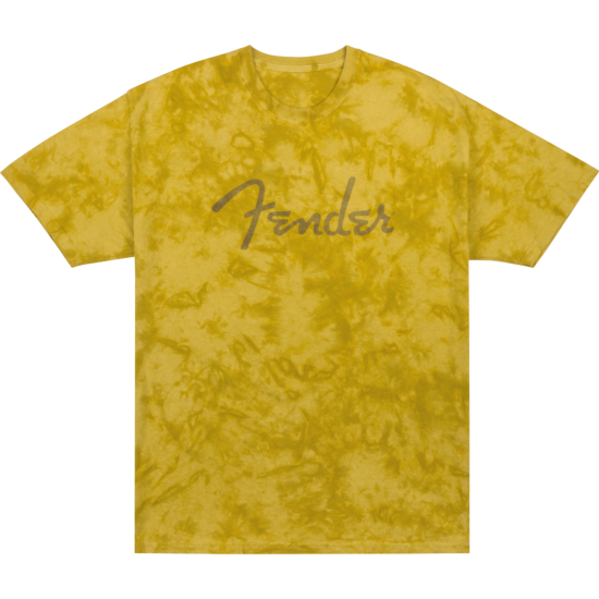 Fender Spaghetti Logo Tie-Dye T-Shirt, Mustard, S