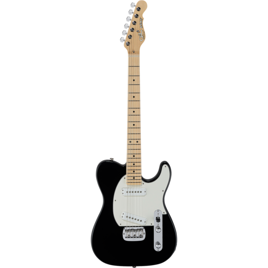 guitare electrique g&l fullerton deluxe asat special jet black, touche érable