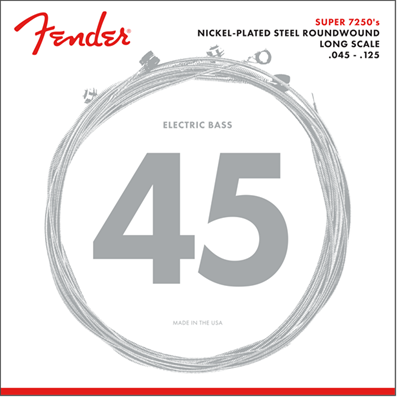 7250 Bass Strings, Nickel Plated Steel, Long Scale, 7250-5M .045-.125 Gauges, (5)