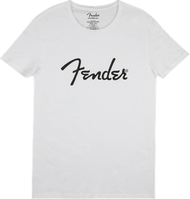 Fender Spaghetti Logo Men's Tee, White, Small