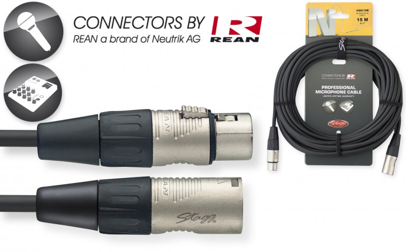 Stagg NMC15R > Câble micro XLR M / XLR F Rean > 15 mètres
