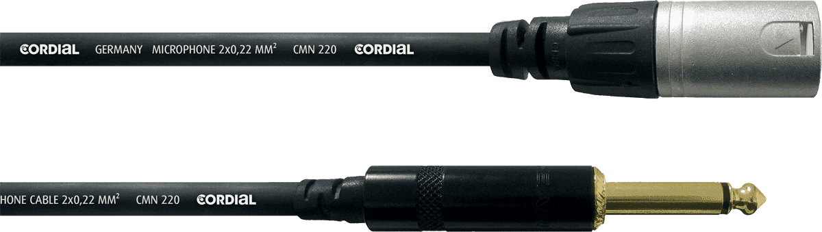 Cordial CCM5MP - câble micro rean xlr m/jack m. mono 5 m