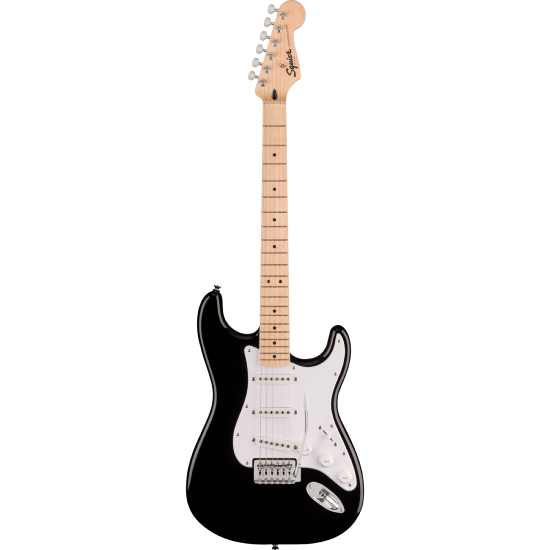 Squier Sonic Stratocaster, Maple Fingerboard, White Pickguard, Black