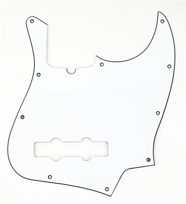 Pickguard, Jazz Bass, 10-Hole Mount (with Truss Rod Notch), W/B/W, 3-Ply