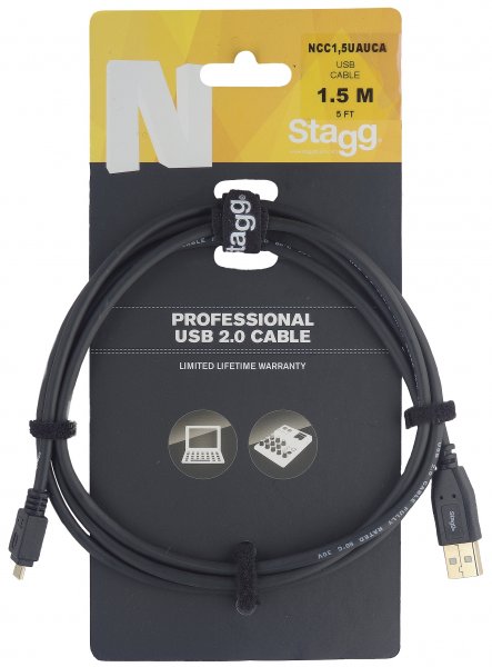 Stagg NCC1,5UAUCA - Câble Oridnateur Micro-USB A / USB B - 1,5M