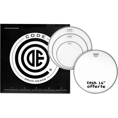 Code Drumheads Pack de Peaux dna clear fusion cc 14 dna coated