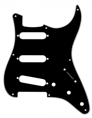 Pickguard, Stratocaster S/S/S, 8-Hole Mount, Black, 3-Ply