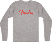 Fender Spaghetti Logo L/S T-Shirt, Heather Gray, XXL