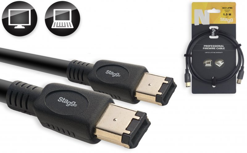 Stagg NCC1,5FW6 - Câble Ordinateur Firewire 400Mbits - 1,5M