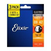 Cordes Guitare Electrique Elixir Nanoweb 9-42 Pack de 3