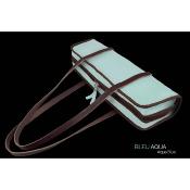 Dôme France "One Way" DFOW-BA - Sac en Cuir pleine fleur pour flûte - Bleu Aqua