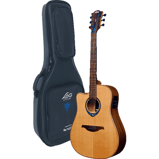 guitare electro-acoustique lag hyvibe 15 dreadnought cutaway electro gaucher