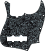 Pickguard, Jazz Bass, 10-Hole Mount, Black Pearl, 4-Ply