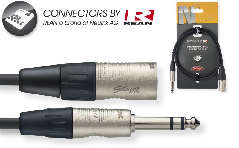 Stagg NAC1PSXMR > Câble audio Jack stereo/XLR M > 1 mètres 6mm