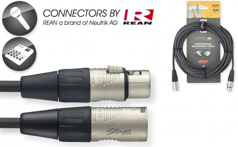 Stagg NMC10R > Câble XLR M / XLR F Rean > 10 mètres