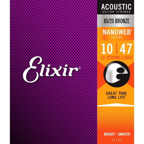 Elixir 11152 - Jeu de Cordes Guitare Acoustique Light 12 Cordes 10-47