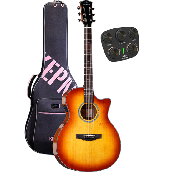 Guitare Electro-Acoustique Kepma Guitars Solid Top Series - F2Se Grand Auditorium Cherry Burst