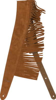 Suede Fringe Strap, Brown, 2.5