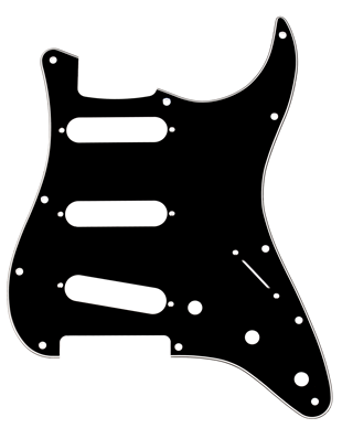 Pickguard, Stratocaster S/S/S, 11-Hole Mount, B/W/B, 3-Ply