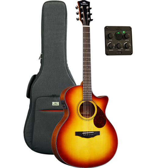 Guitare Electro-Acoustique Kepma Guitars Solid Top Series - F0E Grand Auditorium Cherry Burst