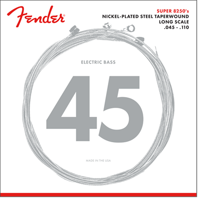 8250 Bass Strings, Nickel Plated Steel Taperwound, Long Scale, 8250M .045-.110 Gauges, (4)