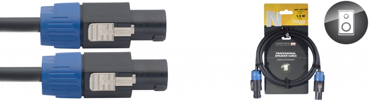 Stagg NSP3SS15BR - Câble Haut-Parleur Rean Speakon / Speakon 4P/2F - 3M