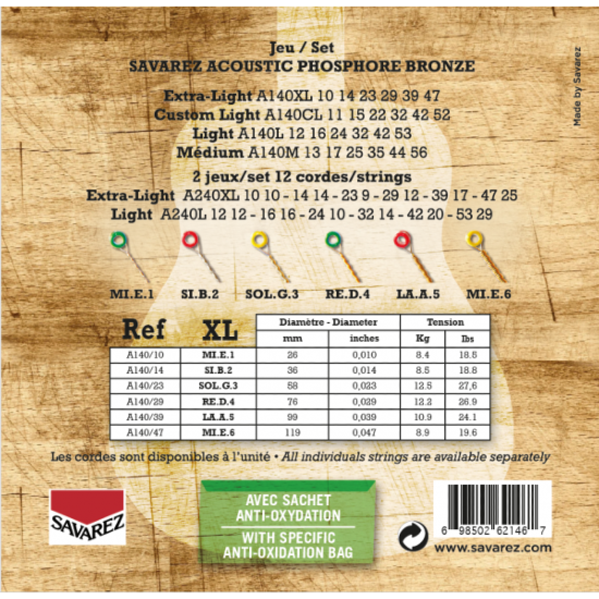Savarez A140XL Cordes guitare folk 10-47