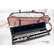 Dôme France "One Way" DFOW-RP - Sac en Cuir pleine fleur pour flûte - Rose Poudré