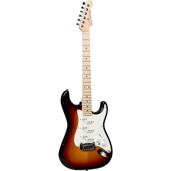 guitare electrique g&l fullerton deluxe comanche 3-tone sunburst, touche érable