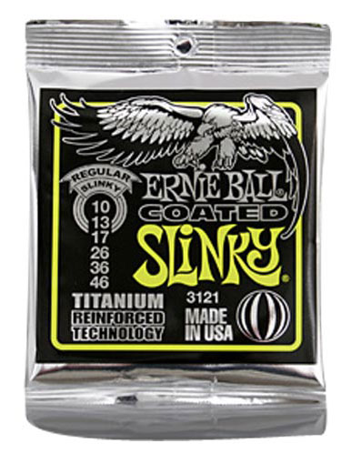 Ernie Ball EP03121 Cordes guitare électrique Titanium Coated Regular 10-46