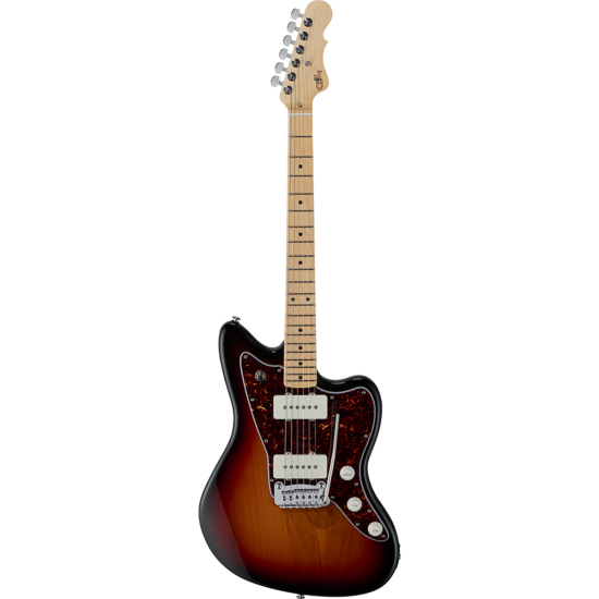 guitare electrique g&l fullerton deluxe doheny 3-tone sunburst, touche érable