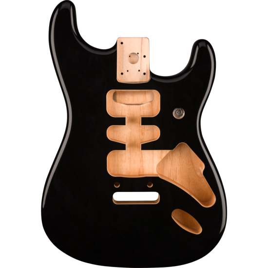 Deluxe Series Stratocaster HSH Alder Body 2 Point Bridge Mount, Black