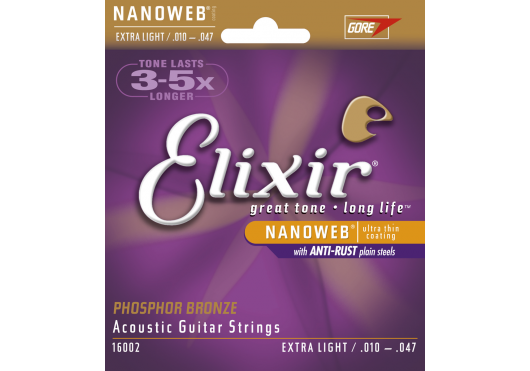 Elixir 16002 - Jeu de Cordes Guitare Acoustique Extra Light 10-47
