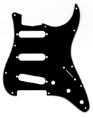 Pickguard, Stratocaster S/S/S (with Truss Rod Notch), 11-Hole Vintage Mount, Black, 3-Ply