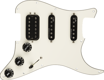 Pre-Wired Strat Pickguard, Shawbucker Bridge/Gen 4 Noiseless Neck/Middle HSS, Parchment 11 Hole PG