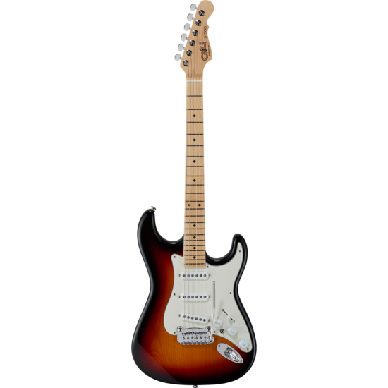 guitare electrique g&l fullerton deluxe s-500 3-tone sunburst, touche érable