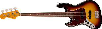 American Vintage II 1966 Jazz Bass Left-Hand, Rosewood Fingerboard, 3-Color Sunburst