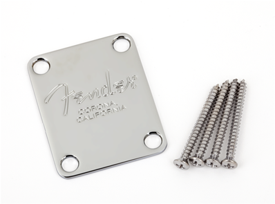 4-Bolt American Series Bass Neck Plate with Fender Corona Stamp (Chrome)