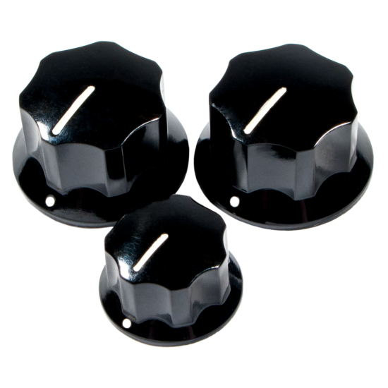 Pure Vintage '60s Jazz Bass Knobs, (3), Black