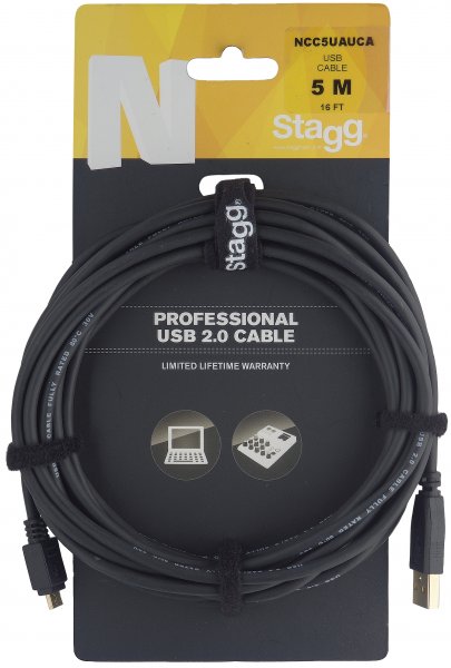 Stagg NCC5UAUCA - Câble Oridnateur Micro-USB A / USB B - 5M