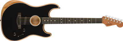 American Acoustasonic Strat, Ebony Fingerboard, Black