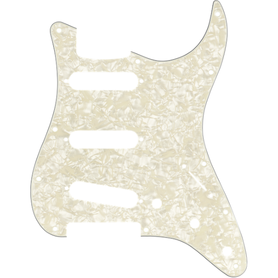 Pickguard, Stratocaster S/S/S, 11-Hole Mount, Aged White Pearl, 4-Ply