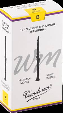 Vandoren CR165T - White Master Traditional force 5 - anches clarinette Sib Allemande - boite de 10