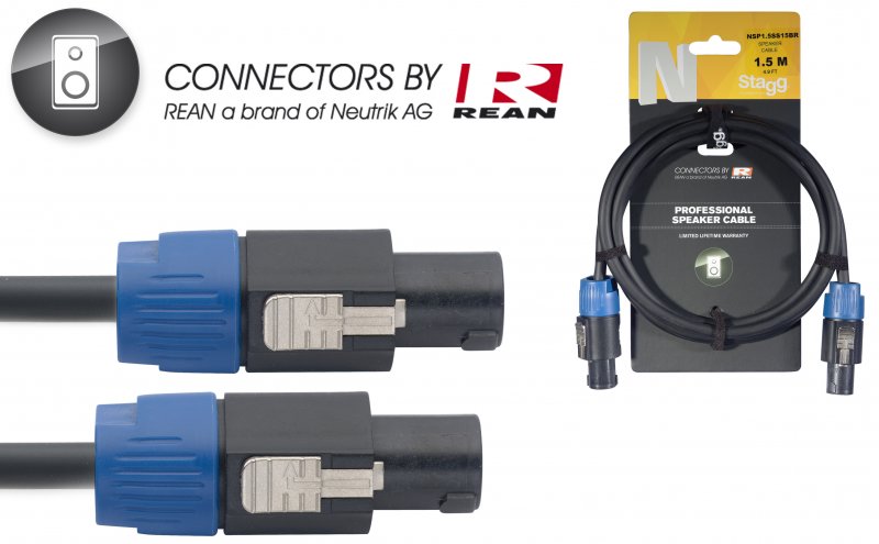 Stagg NSP1,5SS15BR - Câble Haut-Parleur Rean Speakon / Speakon 4P/2F - 1,5M