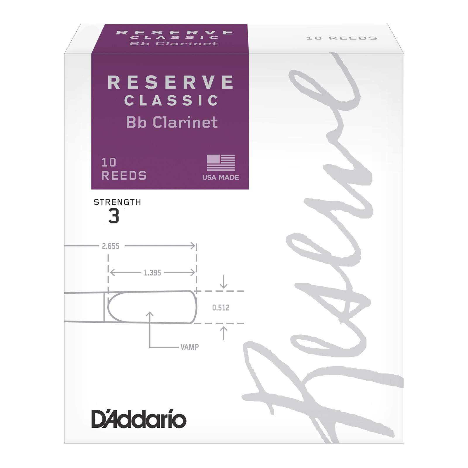 D'Addario reserve classic force 3 - boite de 10 anches clarinette Sib