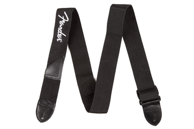 Fender Logo Strap, Black/White Logo, 2